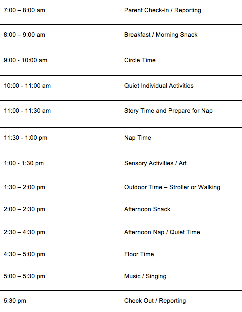 Printable Infant Daily Schedule Stormremote