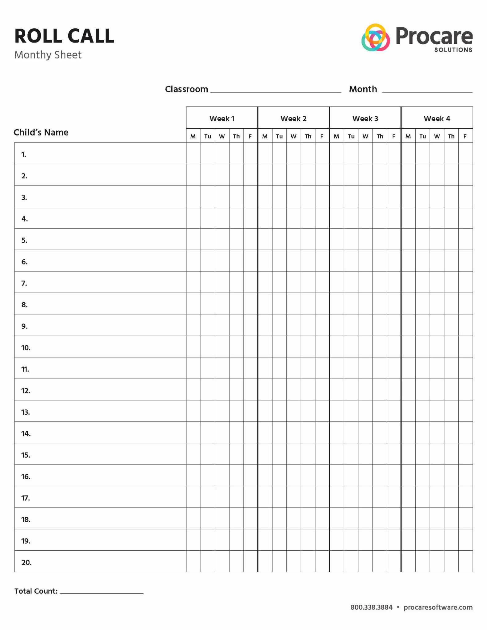 Roll Call Attendance Sheets Procare Solutions | Free Download Nude ...