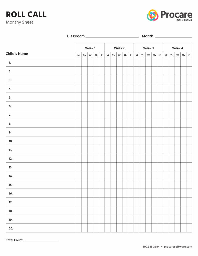 Roll Call/Attendance Sheets | Procare Solutions