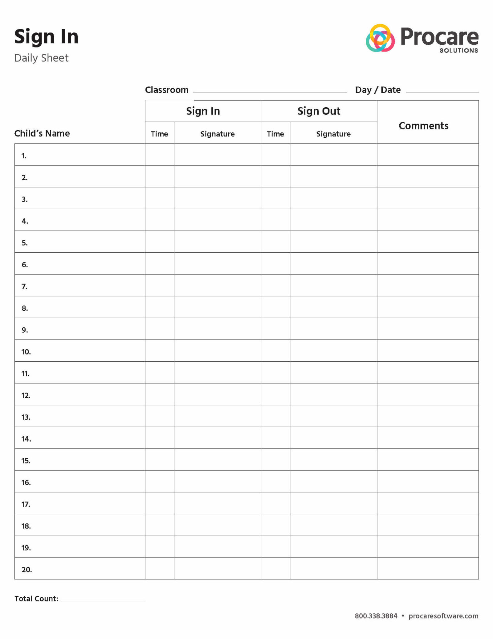 Daycare Sign-In Sheets | Procare Solutions