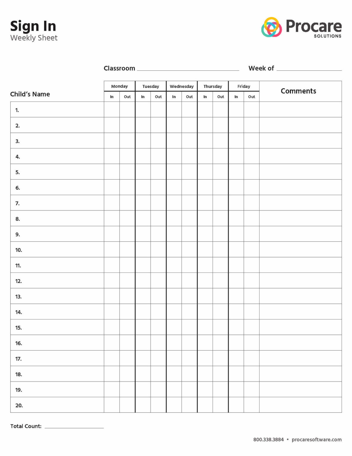 Daycare Sign-In Sheets | Procare Solutions