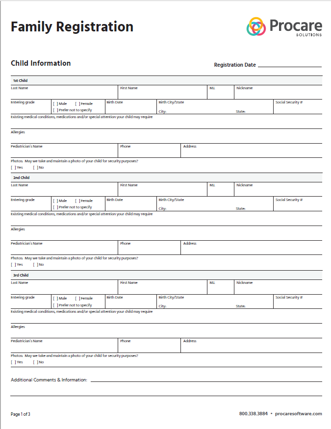 Printable Childcare Forms Printable Forms Free Online