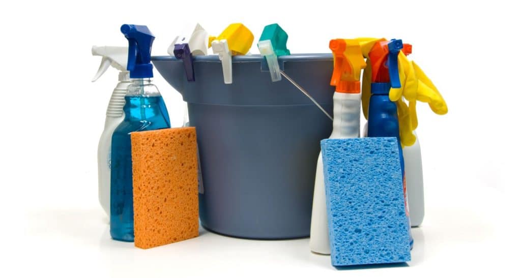 photo of cleaning supplies you'll need to keep your daycare running